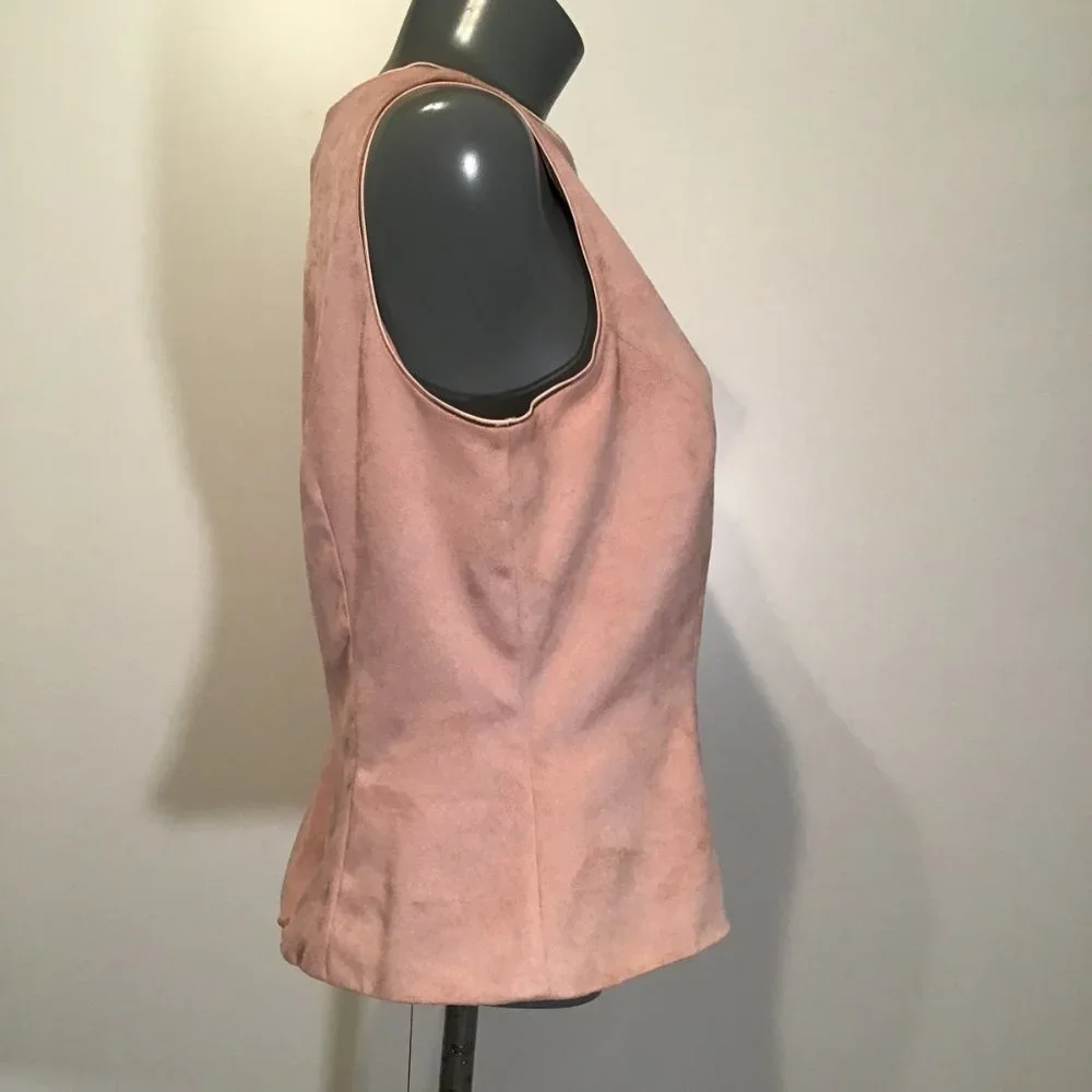 Vintage Joseph Ribkoff Faux Suede Sleeveless Top Size 10 - Picture 2 of 10